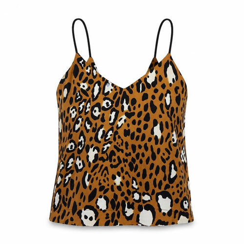 Topshop Womens Brown Animal Print  Cropped Tank Size 8