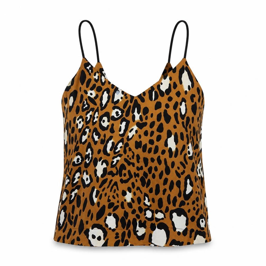 Topshop Womens Brown Animal Print  Cropped Tank Size 8
