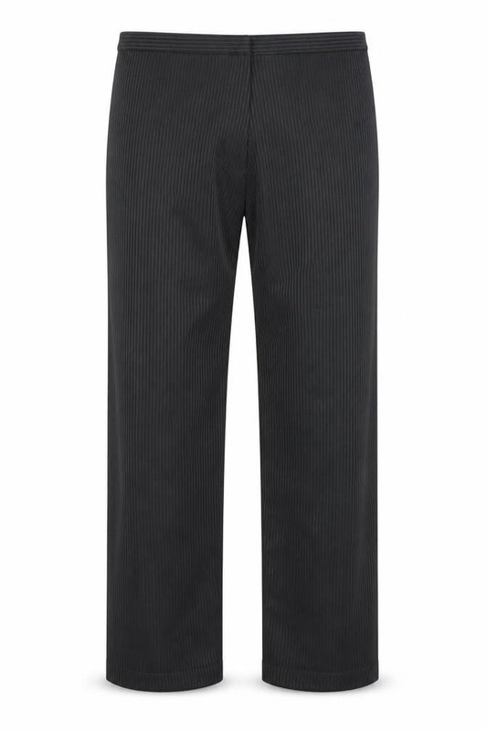 Front view of Black & White men’s black dress pants trousers, size 36, in, 30-inch leg