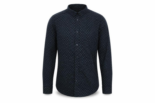Front view of H&M men’s blue button-up, size XS