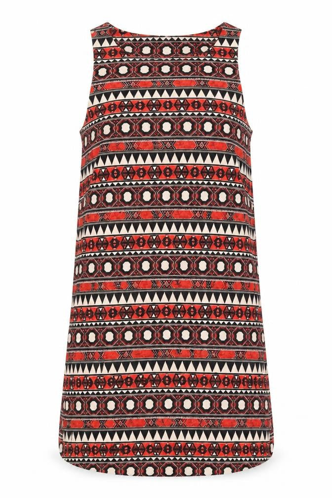 Front view of H&M women’s red geometric a-line, size UK 8