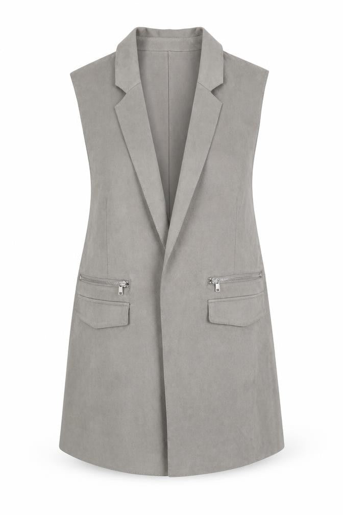 Front view of Atmosphere women’s grey wrap jumper, size UK 6