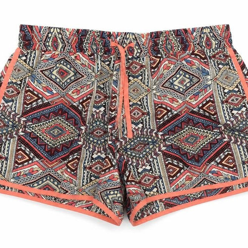 Denim Co Womens Red Geometric  Hot Pants Shorts Size 10