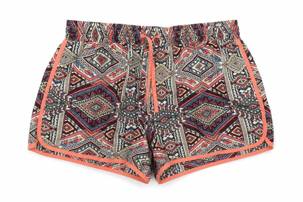 Denim Co Womens Red Geometric  Hot Pants Shorts Size 10
