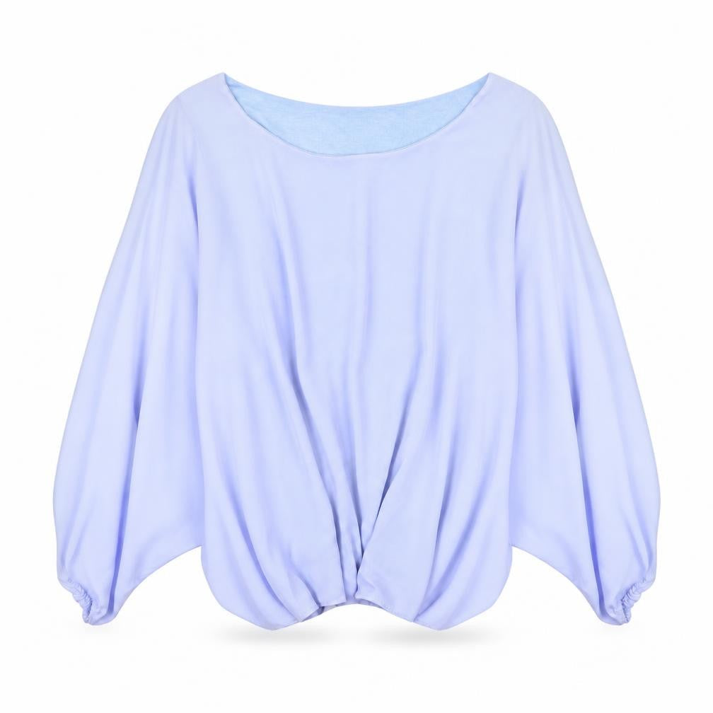 Front view of Preworn women’s purple basic blouse, size S
