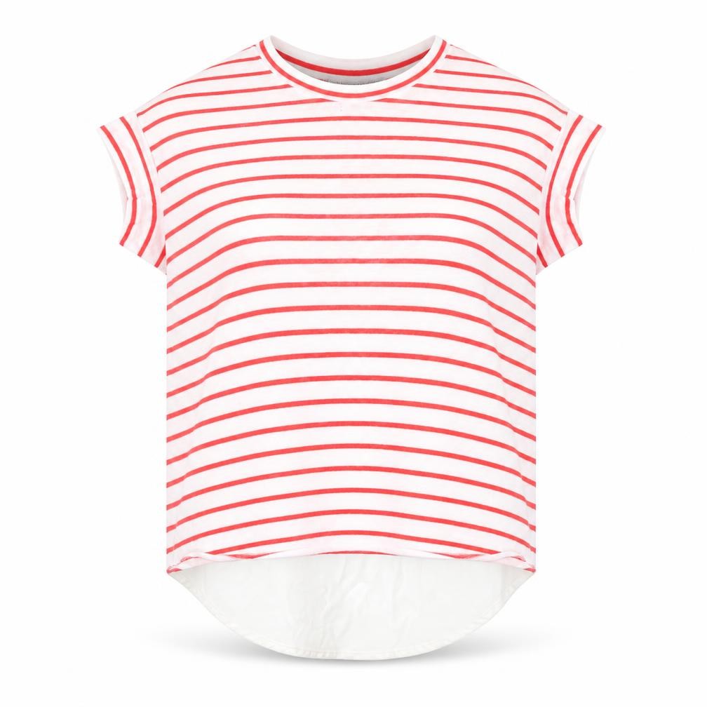 Front view of Atmosphere women’s red striped jumper, size UK 10