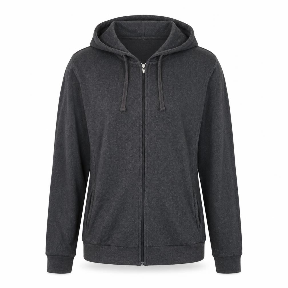 Front view of Tezenis women’s grey full zip hoodie, size S