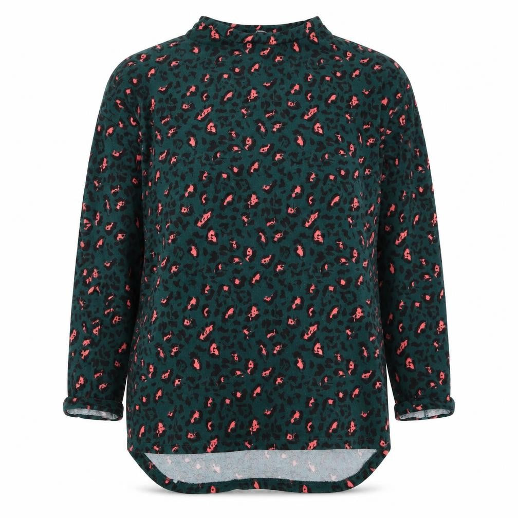 Front view of Studio women’s green animal print jumper, size UK 12