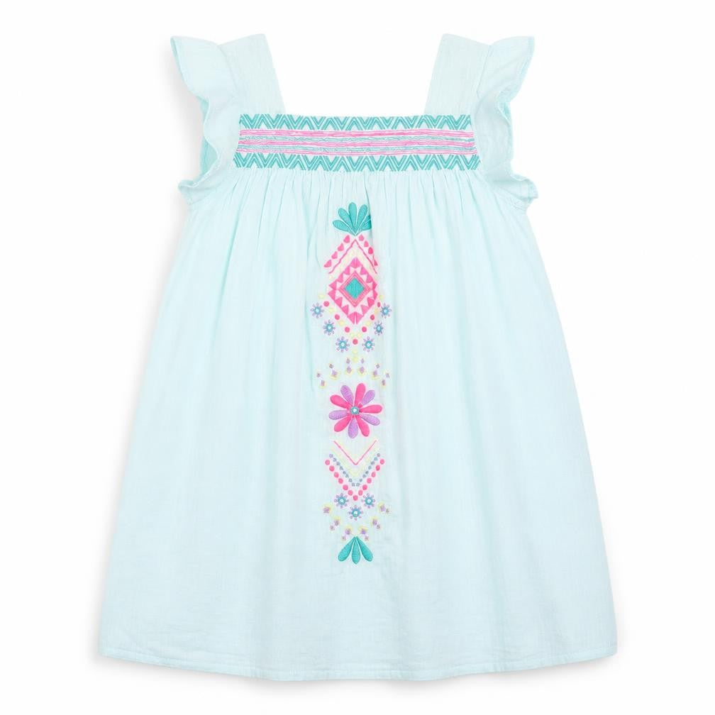 Front view of Angels girls’ blue shift, size 9-10, years