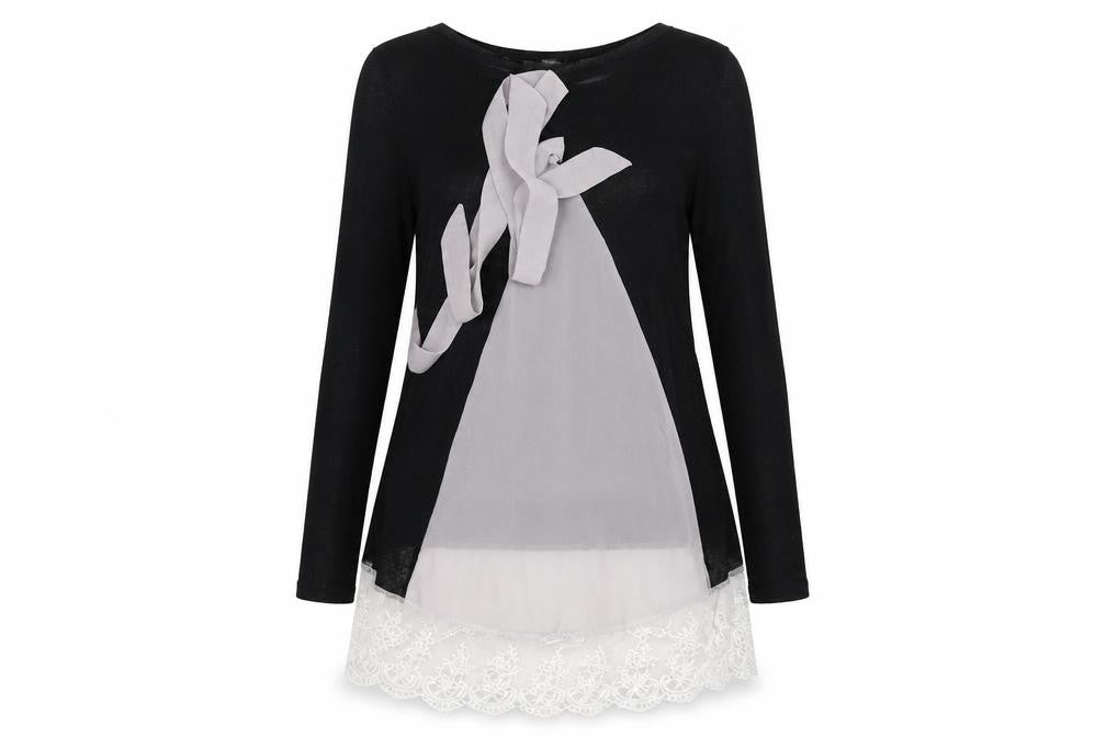 Front view of Preworn women’s black jumper, size UK 12