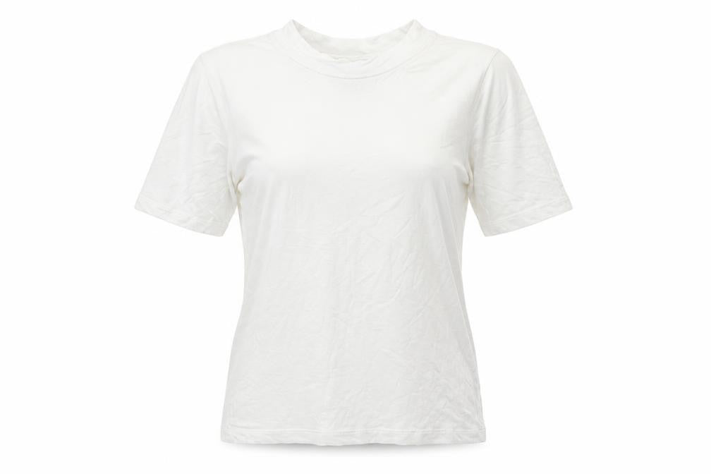 Front view of Collusion women’s white basic polo, size UK 12