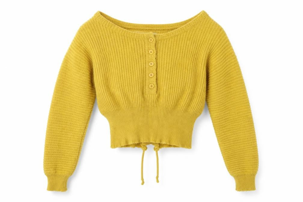 Candy Couture Womens Yellow   Henley Jumper Size S