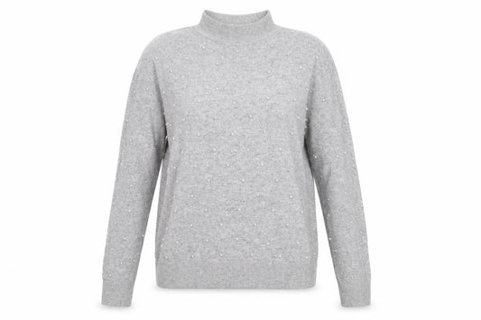 Front view of Warehouse women’s grey knit jumper, size UK 14