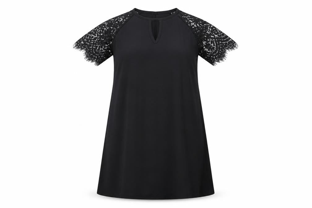 Front view of Boohoo women’s black a-line, size UK 8