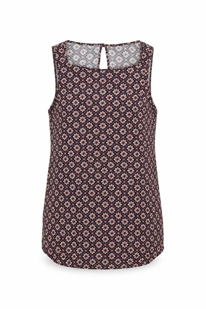 Front view of Papaya women’s blue geometric basic blouse, size UK 10