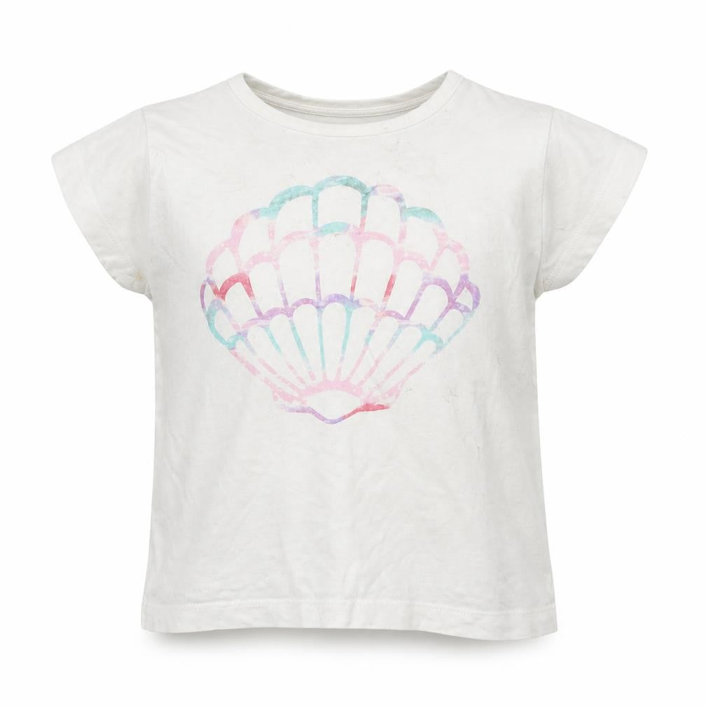 Front view of Primark girls’ white basic t-shirt, size 3-4, years - seashell