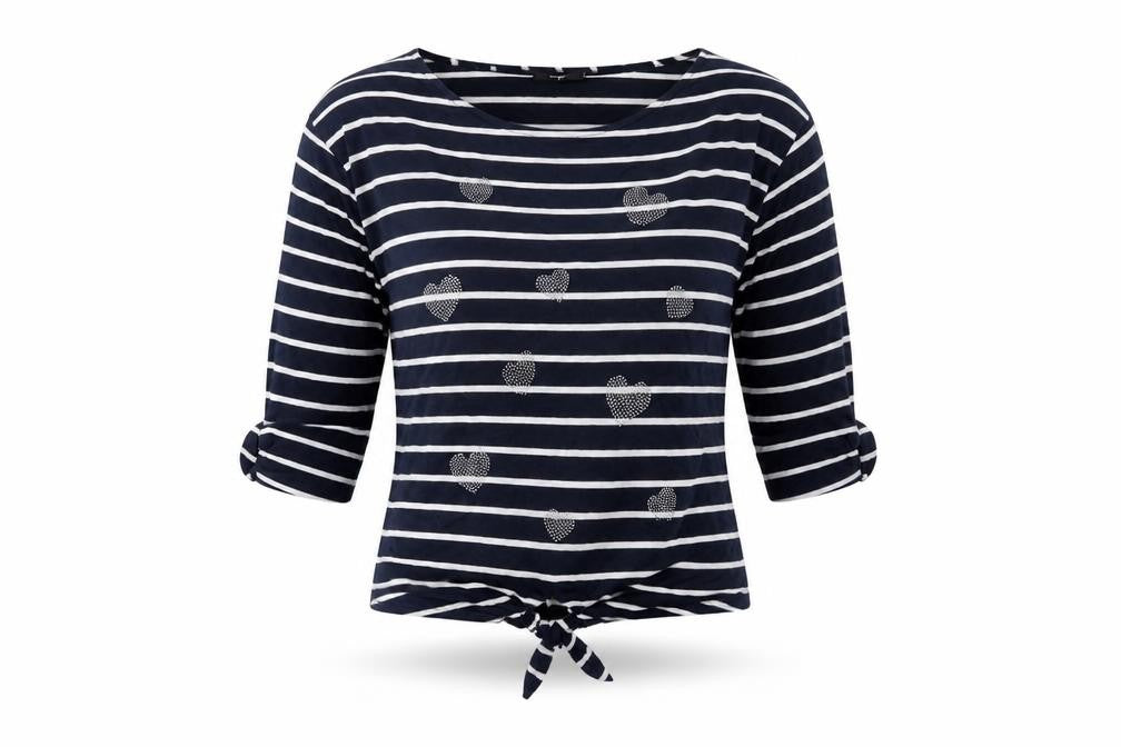 Front view of Wallis women’s white striped basic t-shirt, size S