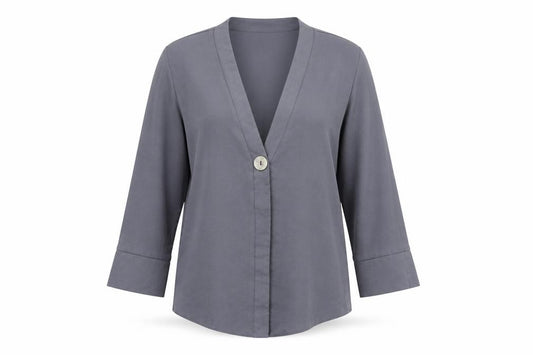 Front view of New Look women’s grey jacket coatigan, size UK 10