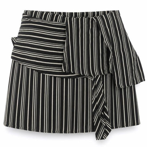 Zara Womens Black Striped  A-Line Skirt Size S