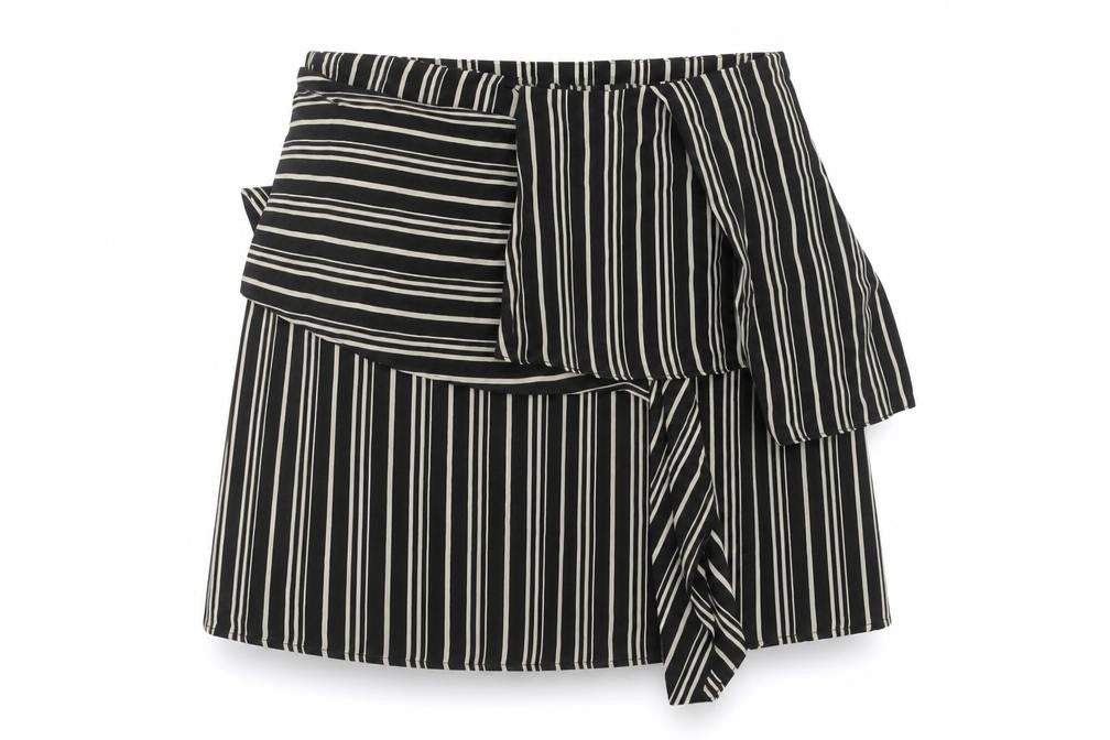 Zara Womens Black Striped  A-Line Skirt Size S