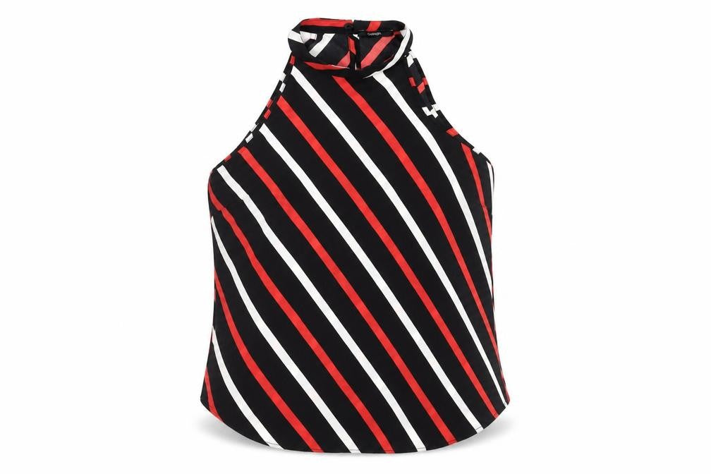 Front view of George women’s black striped basic blouse, size UK 8