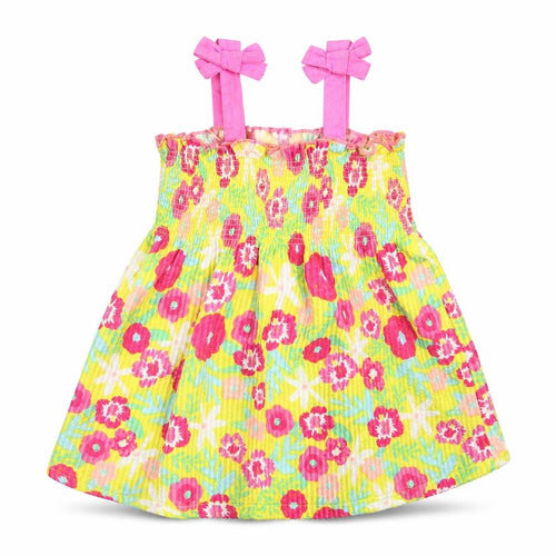 Matalan Girls Yellow Floral  Tank Dress  Size 9-12 Months