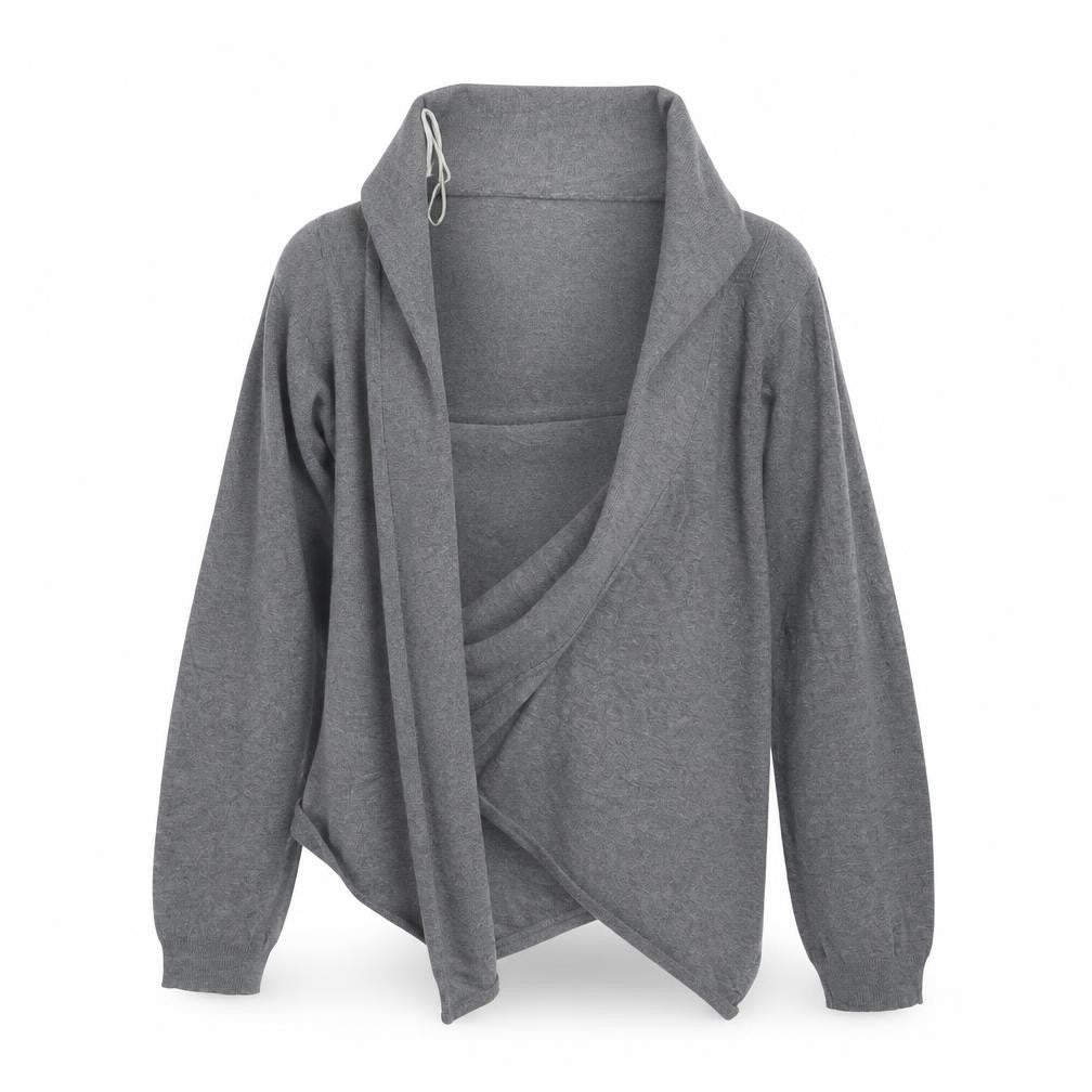 Front view of Dorothy Perkins women’s grey cape jumper, size UK 10