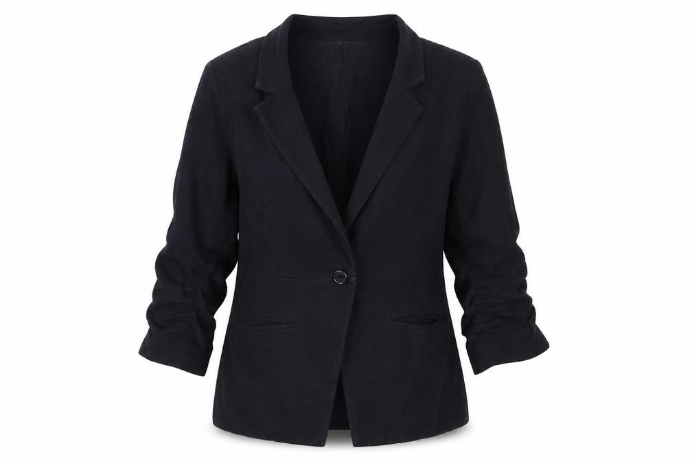 Front view of INC women’s black jacket, size L