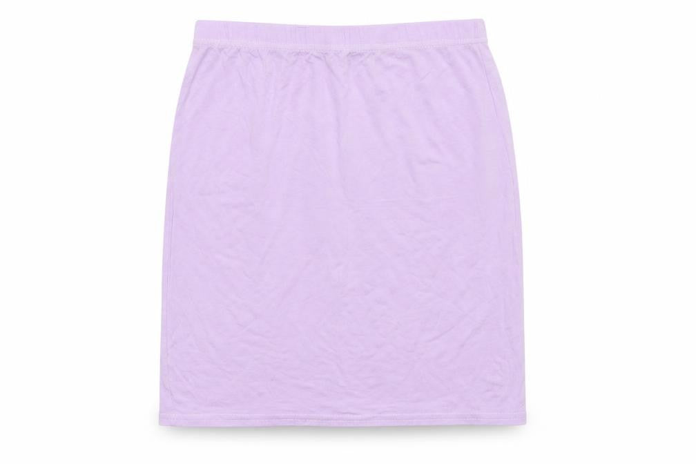 Front view of PRETTYLITTLETHING women’s purple mini skirt, size UK 8
