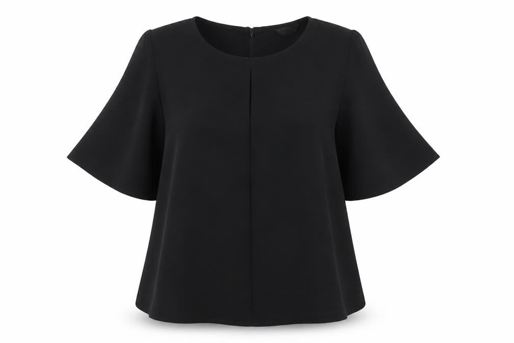 Front view of Topshop women’s black basic t-shirt, size UK 10