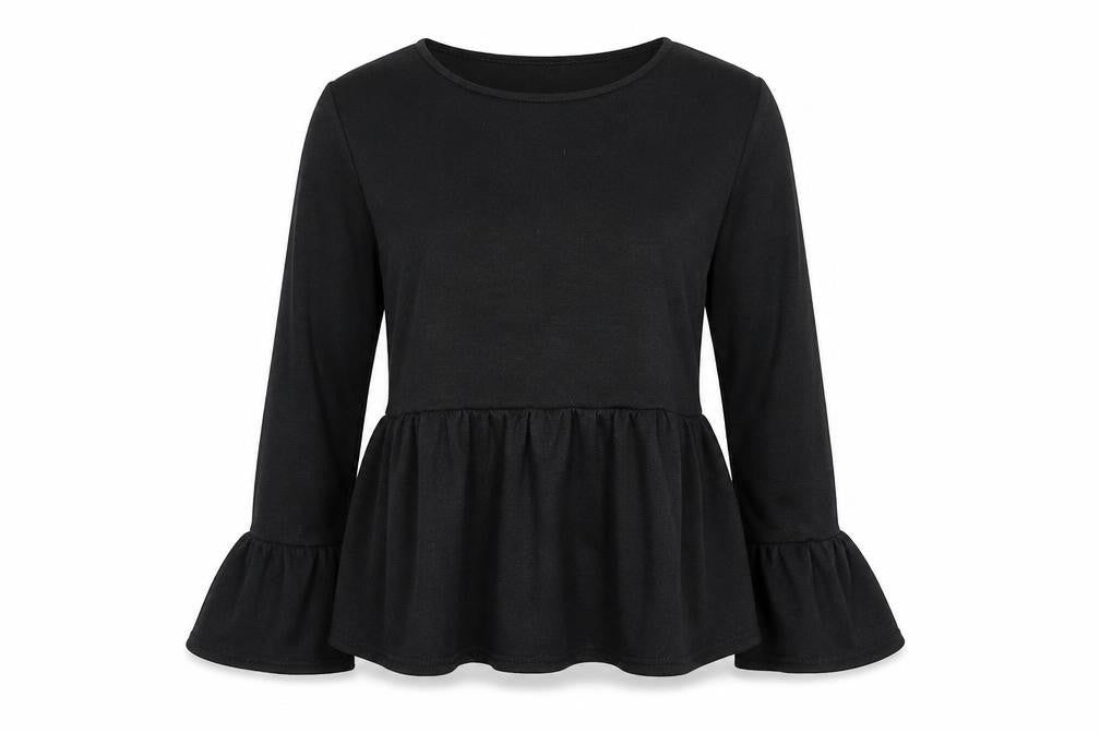 Front view of Boohoo women’s black knit jumper, size UK 10