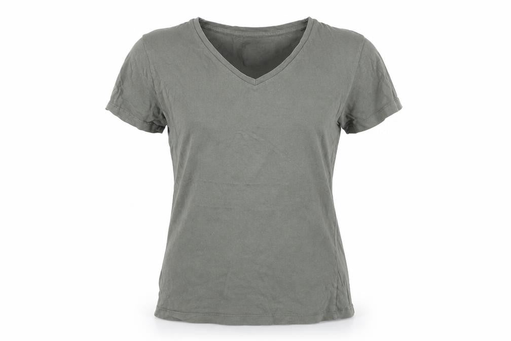 Front view of Love To Lounge women’s green solid jersey top pyjama top, size UK 6