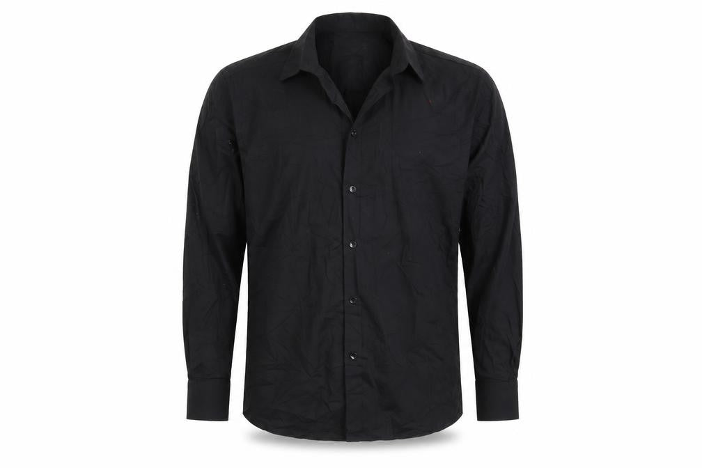 Front view of Cedarwood State men’s black button-up one size