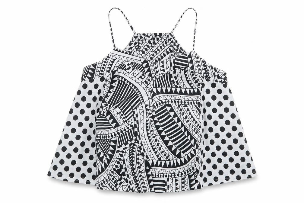 Front view of Boohoo women’s multicoloured geometric basic blouse, size UK 10