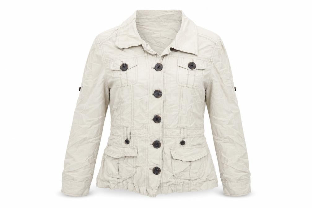 Front view of Mango women’s beige jacket, size L
