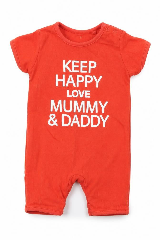 Front view of Next Baby Red Romper One-Piece, size 0-3, Months