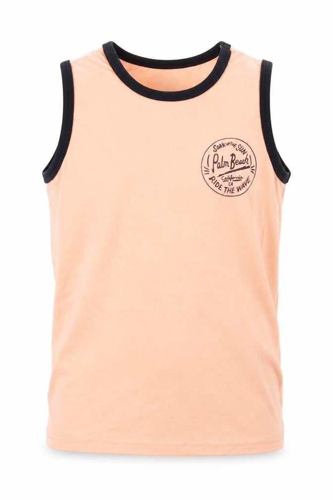 Front view of Primark boys’ orange basic tank, size 8-9, years