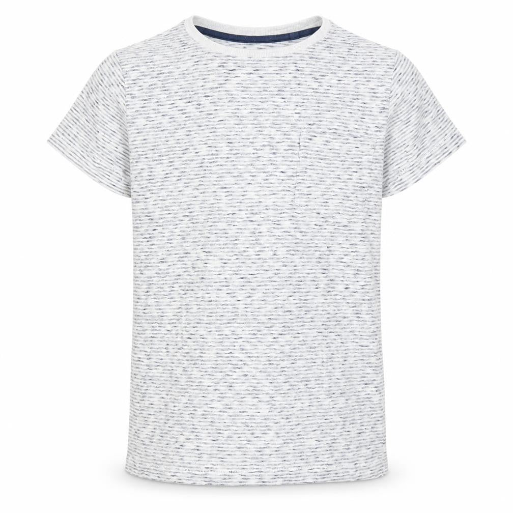 Front view of Next boys’ blue striped basic t-shirt, size 9, years