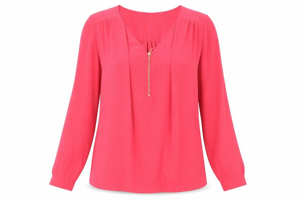 Front view of F&F women’s pink basic blouse, size UK 8
