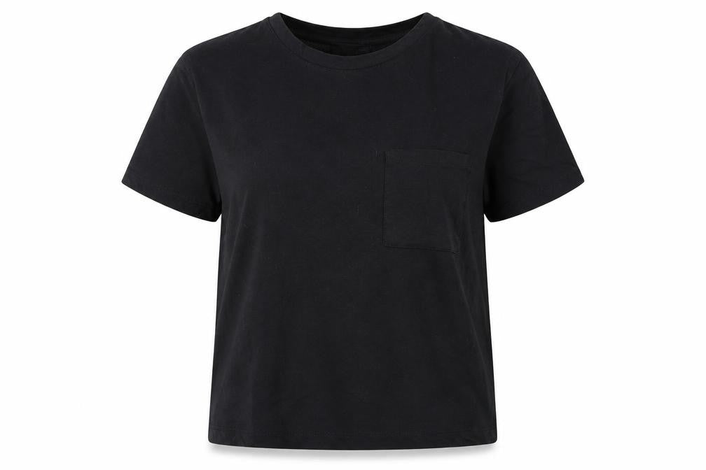 Front view of New Look women’s black basic t-shirt, size UK 8