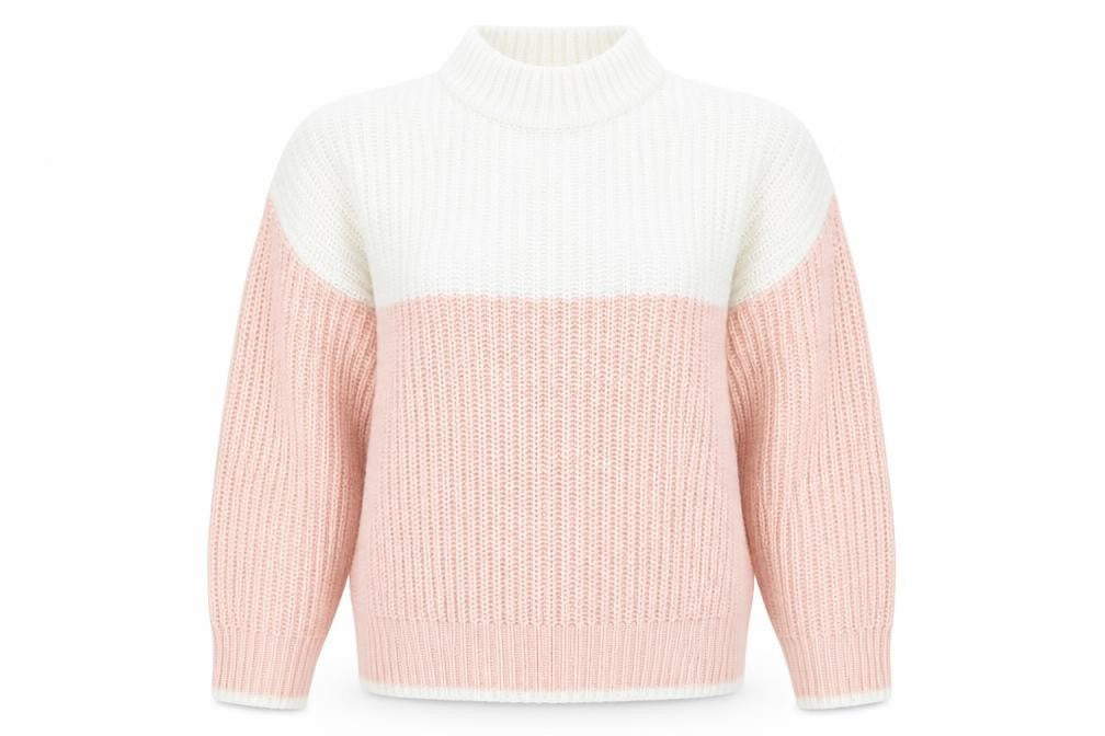 Front view of New Look women’s pink geometric jumper, size S