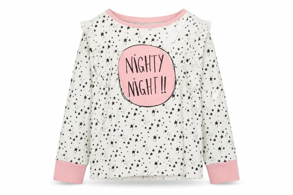 Front view of Asda George girls’ white solid top pyjama top, size 2-3, years