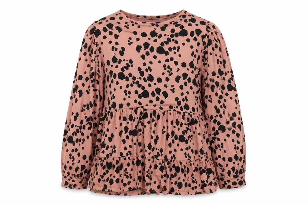 Front view of New Look women’s pink animal print basic blouse, size UK 12