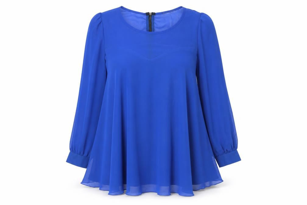 Front view of Love Label women’s blue fit & flare, size UK 10