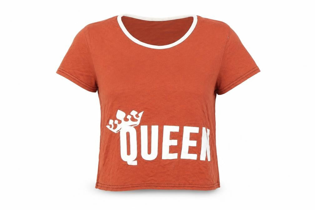 Front view of Queen women’s brown basic t-shirt, size M