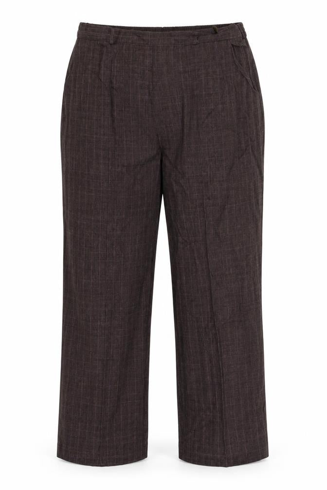 Front view of Bonmarché women’s grey check trousers, size UK 16, 29-inch leg