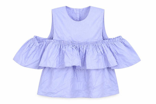 Front view of Zara women’s blue basic button-up, size S