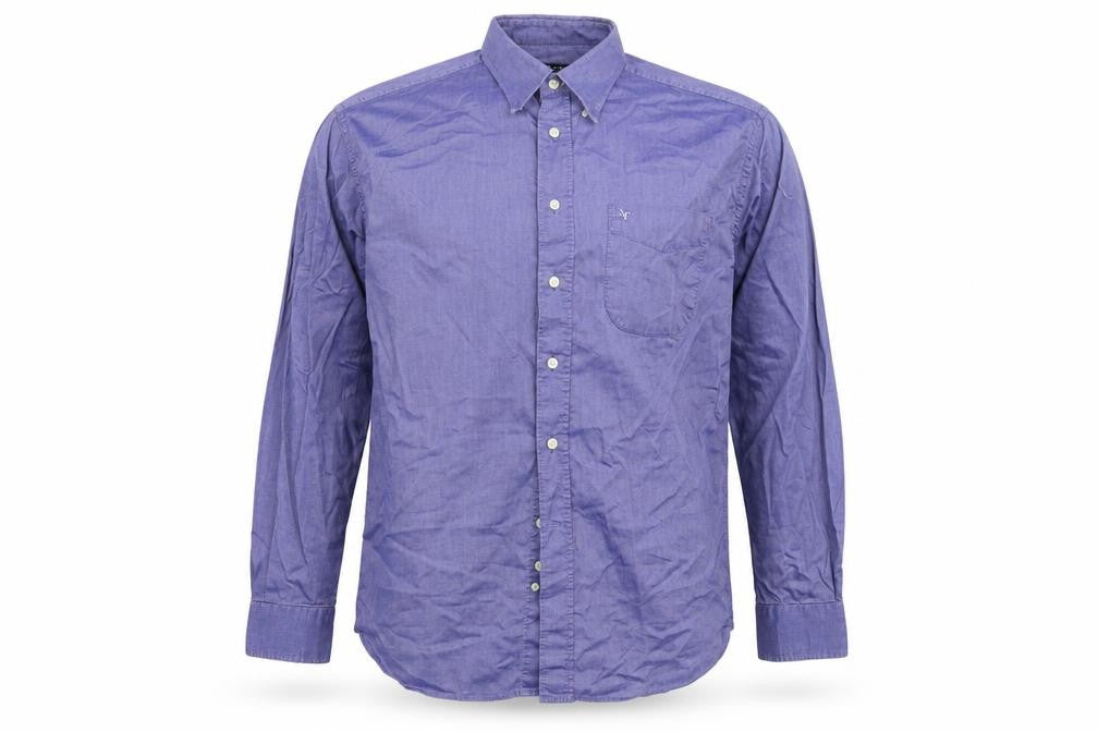 Front view of Armand Thiery men’s blue button-up, size L