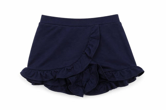 Front view of Primark girls’ blue hot pants shorts, size 6-7, years
