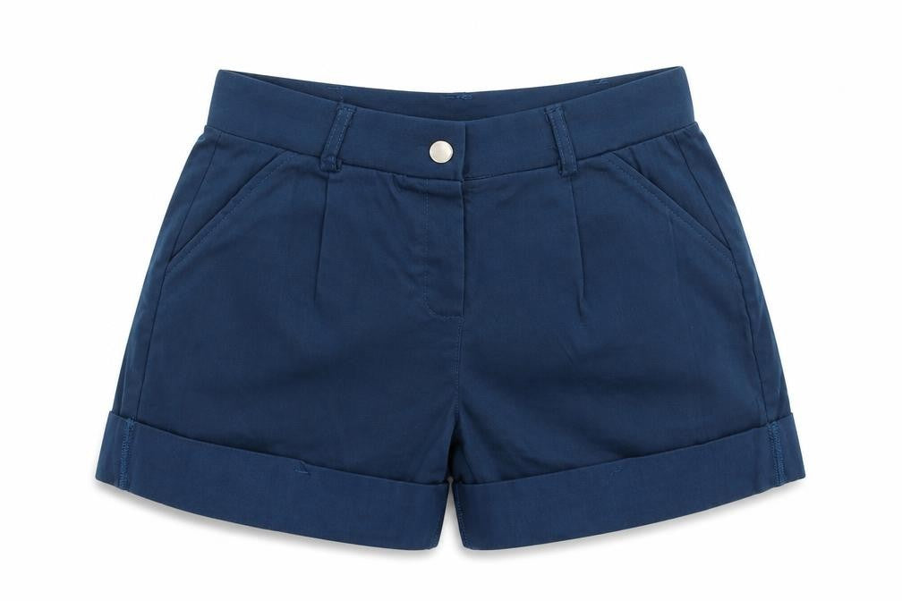 Front view of A Express women’s blue hot pants shorts, size S